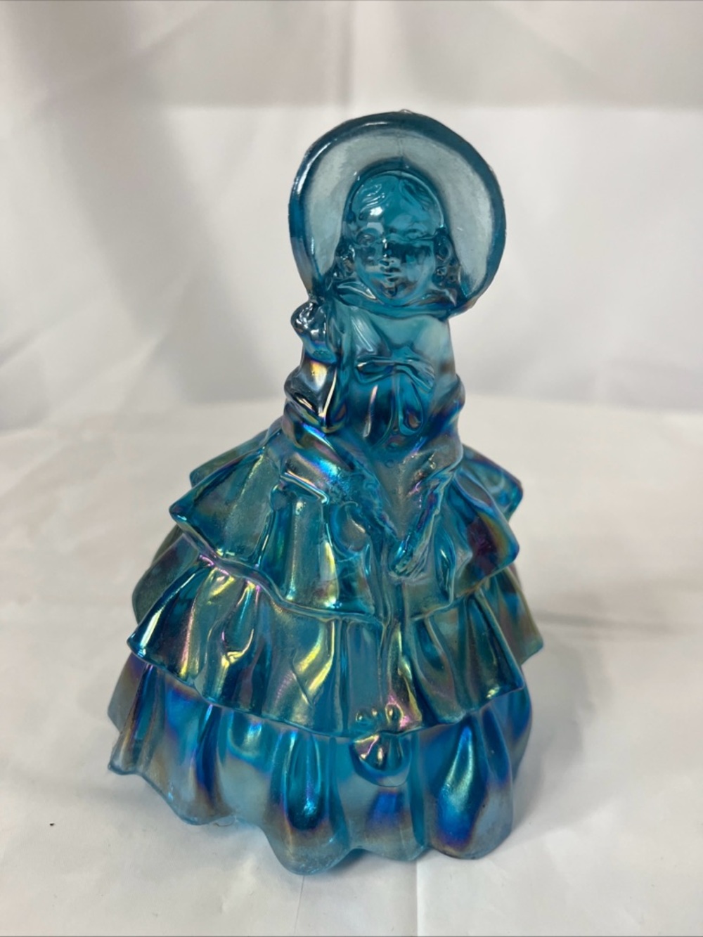Iridescent Blue Glass Lady Figurine - Decorative Home Accent